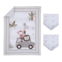 Conjunto de roupa de cama de berçário Mini Berçário NoJo Little Love Jungle Ride Conjunto de roupa de cama de berçário Mini Berçário NoJo Little Love Jungle Ride