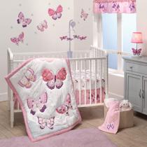 Conjunto de roupa de cama de berço Bedtime Originals Butterfly Kisses 3 peças