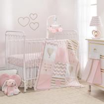Conjunto de Roupa de Cama de Berço Lambs & Ivy Baby Love Pink/Gold - Infantil Conjunto de Roupa de Cama de Berço Lambs & Ivy Baby Love Pink/Gold - Infantil