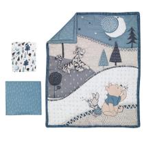 Conjunto de roupa de cama de berço Lambs & Ivy Forever Pooh, 3 peças, azul