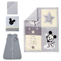 Conjunto de Roupa de Cama de Berço Mickey Mouse - Lambs & Ivy - 4 Peças - Cinza