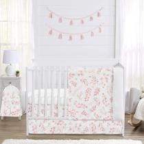 Conjunto de roupa de cama de berço Sweet Jojo Designs Blush Pink Floral 4 peças