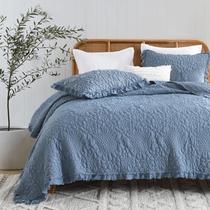 Conjunto de roupa de cama de edredão HORIMOTE HOME Blue Ruffled Twin Size Conjunto de roupa de cama de edredão HORIMOTE HOME Blue Ruffled Twin Size