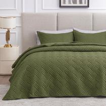 Conjunto de roupa de cama de edredão Love's cabin California King Olive Green