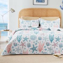 Conjunto de roupa de cama de edredão Love's Cabin Coastal Pink Twin Size
