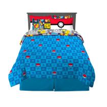 Conjunto de roupa de cama e lençol Franco Pokémon, 7 peças Queen