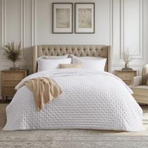 Conjunto de roupa de cama Edredom Bedsure Queen Size com 2 fronhas brancas