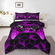 Conjunto de roupa de cama Erosebridal Purple Gamer Boys Twin com edredom