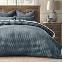 Conjunto de roupa de cama EVERGRACE Luxury Velvet Full Queen Blue