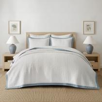 Conjunto de roupa de cama EVERGRACEHOME King 274x244cm: algodão, azul, linho