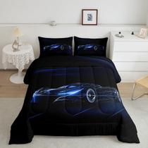 Conjunto de roupa de cama Feelyou Blue Race Car Twin Size para crianças e meninos