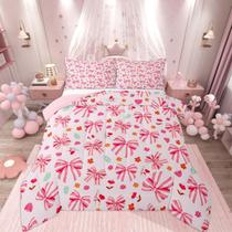 Conjunto de roupa de cama Feelyou Cute Pink Bow Ribbon Flower Twin Size Conjunto de roupa de cama Feelyou Cute Pink Bow Ribbon Flower Twin Size