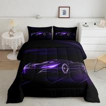 Conjunto de roupa de cama Feelyou Dull Purple Race Car Twin Size para crianças Conjunto de roupa de cama Feelyou Dull Purple Race Car Twin Size para crianças