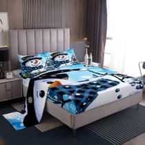 Conjunto de roupa de cama Feelyou Kids Christmas Xmas Snowman Twin Size