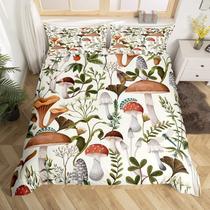 Conjunto de roupa de cama Feelyou Mushrooms Moth para crianças, tamanho completo, 3 unidades Conjunto de roupa de cama Feelyou Mushrooms Moth para crianças, tamanho completo, 3 unidades