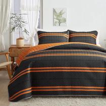 Conjunto de roupa de cama Flysheep Quilt Twin 173x218cm Laranja Preto