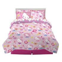 Conjunto de roupa de cama Franco Hello Kitty de 7 peças em tamanho real