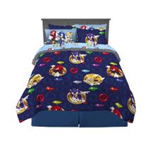 Conjunto de roupa de cama Franco Sonic The Hedgehog Anime Queen 7 peças