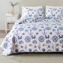 Conjunto de roupa de cama Great Bay Home Coastal Quilt Twin/Twin XL Blue