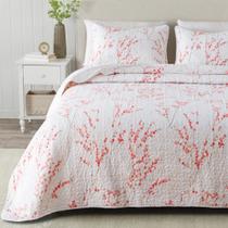 Conjunto de roupa de cama Great Bay Home Floral Full/Queen Sakura Pink Conjunto de roupa de cama Great Bay Home Floral Full/Queen Sakura Pink
