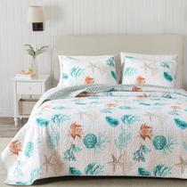 Conjunto de roupa de cama Great Bay Home Key West Coastal Quilt Queen