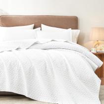 Conjunto de roupa de cama Hansleep Queen, colcha Chevron branca de 3 peças