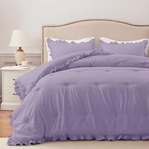 Conjunto de Roupa de Cama HARBOREST Queen Lavanda com Babado 3 Peças Conjunto de Roupa de Cama HARBOREST Queen Lavanda com Babado 3 Peças