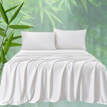 Conjunto de roupa de cama HCORA King Viscose Bamboo 400TC branco