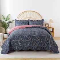 Conjunto de roupa de cama HoneiLife King 244 x 269 cm, edredões florais, 3 peças