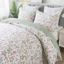 Conjunto de roupa de cama HoneiLife King 244x269 cm de microfibra floral Conjunto de roupa de cama HoneiLife King 244x269 cm de microfibra floral
