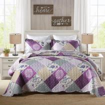 Conjunto de roupa de cama HoneiLife King 270x244cm, edredão floral de 3 peças