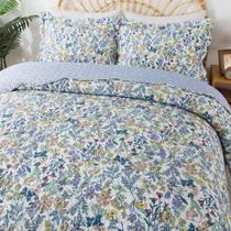 Conjunto de roupa de cama HoneiLife King Floral Quilt 244x269 cm, 3 peças