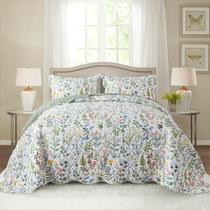 Conjunto de roupa de cama HoneiLife Queen, colcha floral de 3 peças 229 x 244 cm Conjunto de roupa de cama HoneiLife Queen, colcha floral de 3 peças 229 x 244 cm