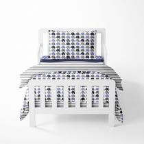 Conjunto de roupa de cama infantil Bacati Elephants azul/cinza 100% algodão