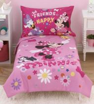 Conjunto de roupa de cama infantil Disney Minnie Mouse de 4 peças