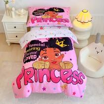 Conjunto de roupa de cama infantil GRAT TIOC Black Girl Princess 4 unidades Conjunto de roupa de cama infantil GRAT TIOC Black Girl Princess 4 unidades