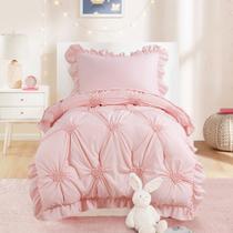 Conjunto de roupa de cama infantil HOMBYS Pink Princess para meninas de 4 peças
