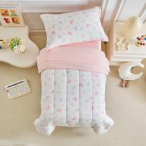 Conjunto de roupa de cama infantil Joyreap com estampa de borboleta rosa e roxa Conjunto de roupa de cama infantil Joyreap com estampa de borboleta rosa e roxa