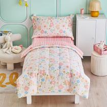 Conjunto de roupa de cama infantil Joyreap Pink Flowers 4 peças de algodão Conjunto de roupa de cama infantil Joyreap Pink Flowers 4 peças de algodão