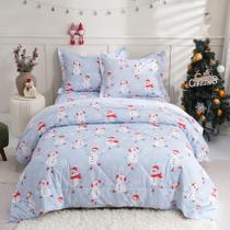 Conjunto de roupa de cama infantil JSD Snowman Twin 173x229cm de microfibra