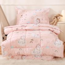 Conjunto de Roupa de Cama Infantil JSD - Unicórnio Rosa - 4 Peças (Bed-in-a-bag)