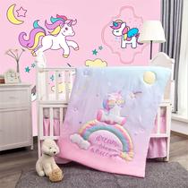 Conjunto de Roupa de Cama Infantil La Premura - Unicórnio e Arco-Íris