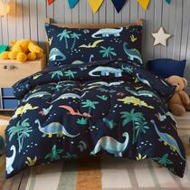 Conjunto de roupa de cama infantil PHF, edredom de dinossauro de 4 peças