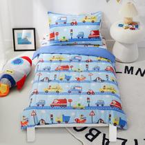 Conjunto de roupa de cama infantil PINNKKU de 4 peças com lençol plano e edredom Conjunto de roupa de cama infantil PINNKKU de 4 peças com lençol plano e edredom