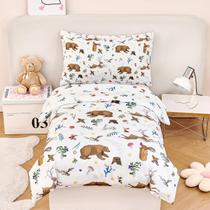 Conjunto de Roupa de Cama Infantil Reversível PERFEMET - Tema Animais da Floresta Conjunto de Roupa de Cama Infantil Reversível PERFEMET - Tema Animais da Floresta