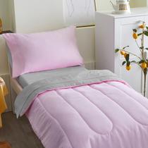 Conjunto de roupa de cama infantil UOZZI BEDDING 4 peças rosa cinza