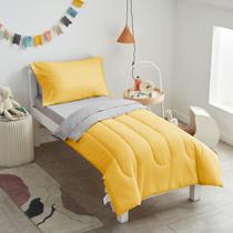 Conjunto de roupa de cama infantil UOZZI BEDDING amarelo cinza 4 peças