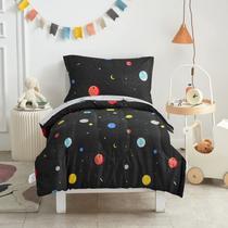 Conjunto de roupa de cama infantil UOZZI BEDDING Black Space w/ Stars Planets