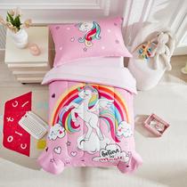 Conjunto de roupa de cama infantil UOZZI BEDDING Unicorn Pink 107x145cm