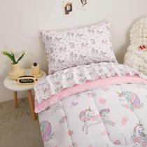Conjunto de roupa de cama infantil Viviland Unicorn 4 peças de microfibra